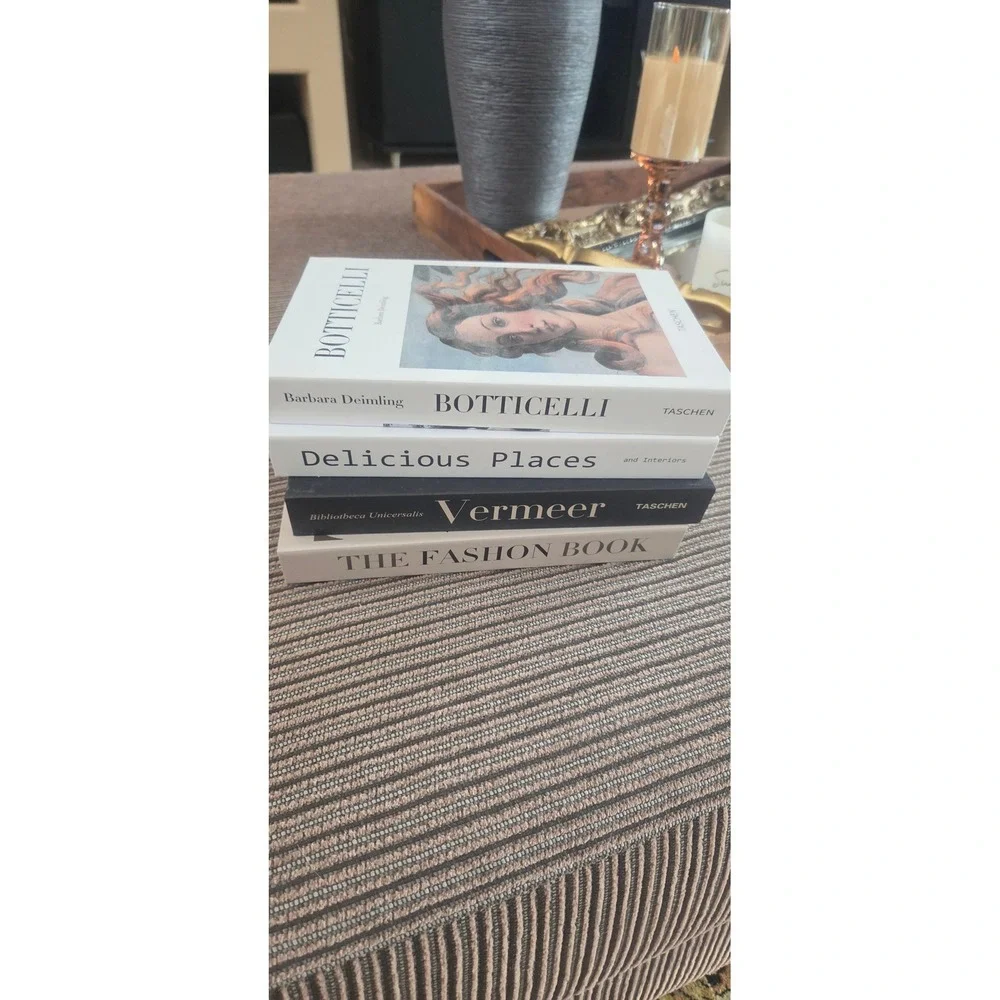 Faux Decorative Books Set of 4 White Black Art Fashion Modern Chic